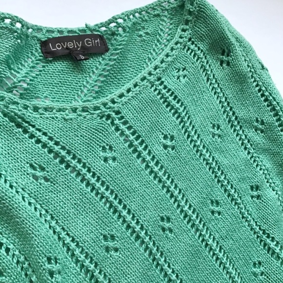LOVELY GIRL | GREEN KNIT BATWING DOLMAN SLEEVE TOP - Picture 3 of 6